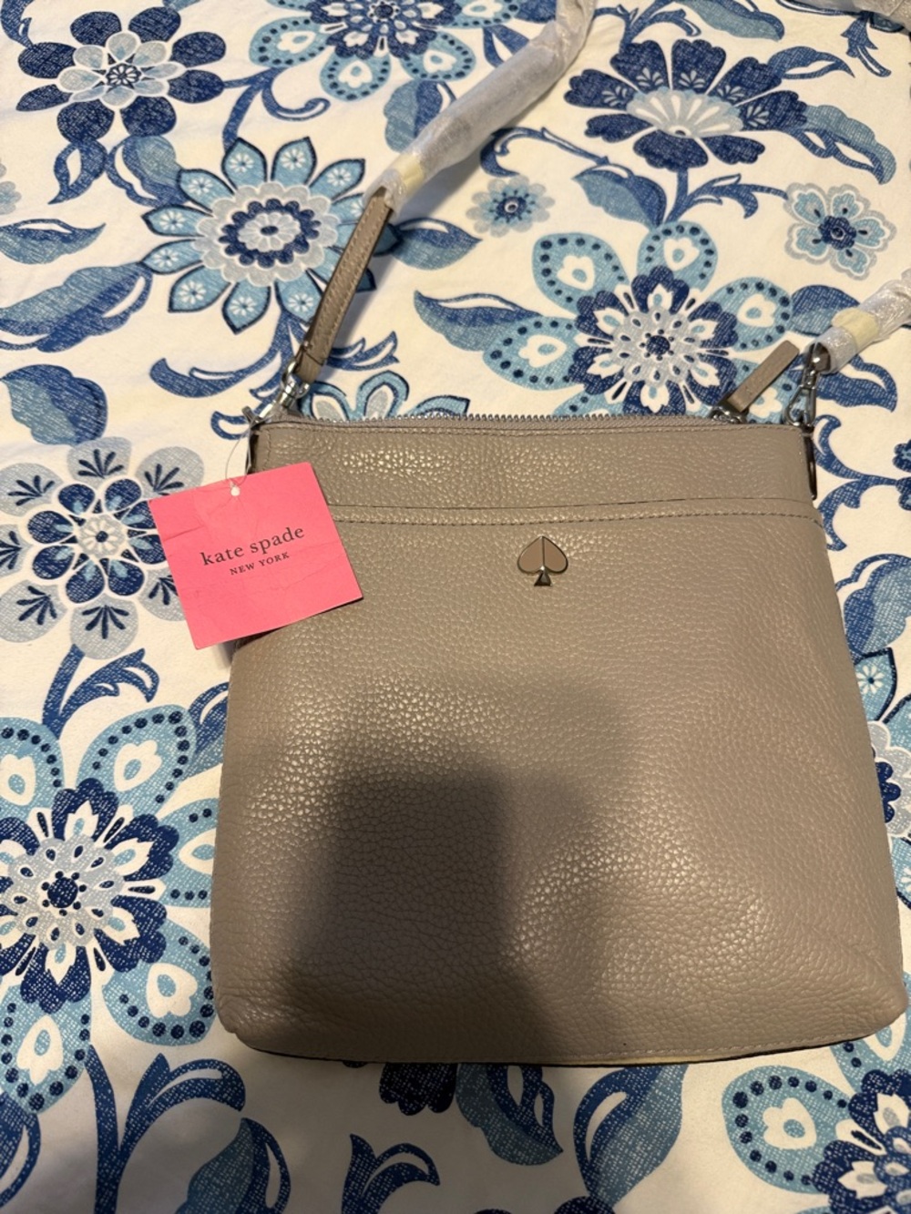 kate spade Pebbled Leather Crossbody Bag in Taupe